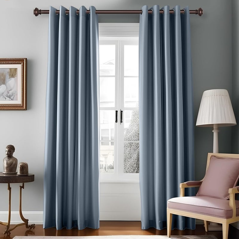 SIMEWIN Heavy Duty Curtain Rods for Windows 72 to 144 Inches, 1 Inch Bronze Curtain Rods for Bedroom, Living Room, Patio, Kitchen, Adjustable Curtain Rods with Classic Finials, Bronze Finishing - Image 3